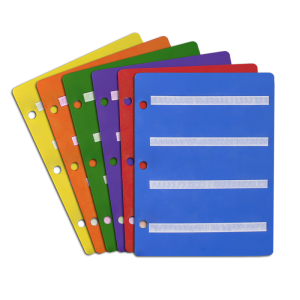 Pochette orange à bandes réfléchissantes avec tour de cou bleu.